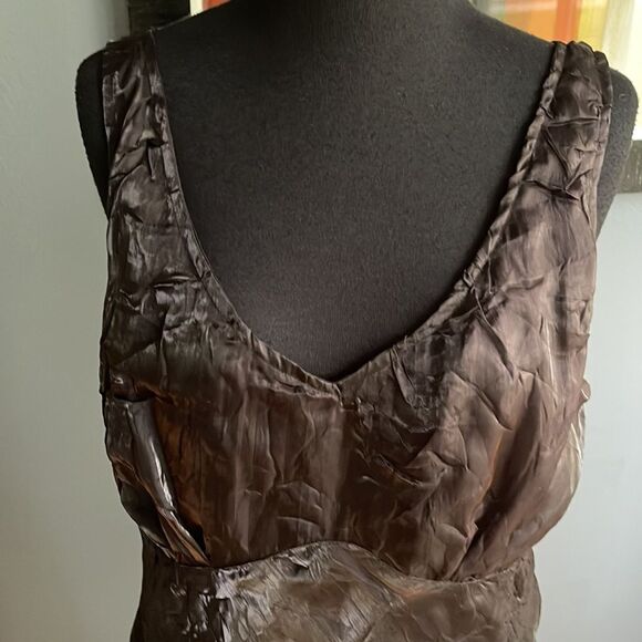 Barbara Lesser vintage sheer crinkle lined V front & back neckline slip midi. Md - Picture 2 of 7